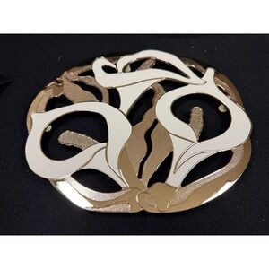 Wm A Rogers Calla Lily Trivet Oneida Gold White Floral Metal Made Japan‎ 53 8309